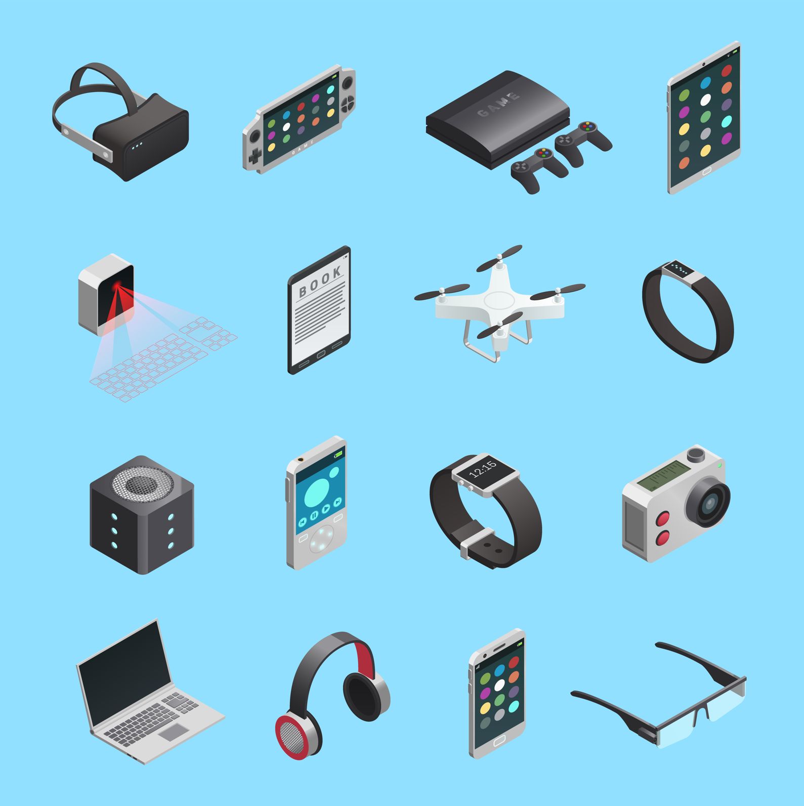 Numerous tech gadgets on a blue background - Image by macrovector on Freepik